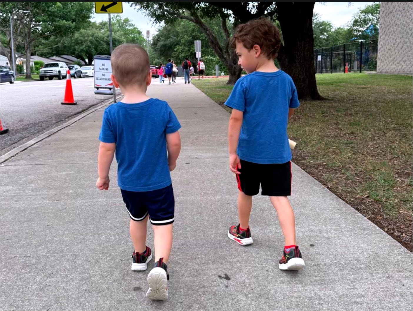 two brothers walking side by side