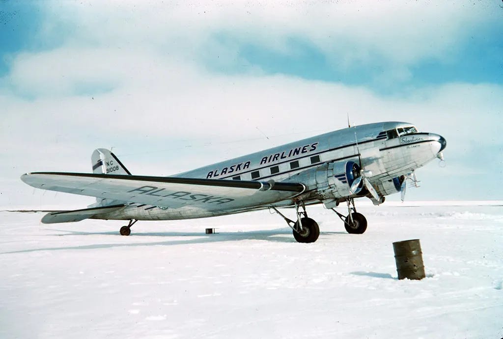1949 Alaska Airlines DC-3, photo by Harley D. Nygren.