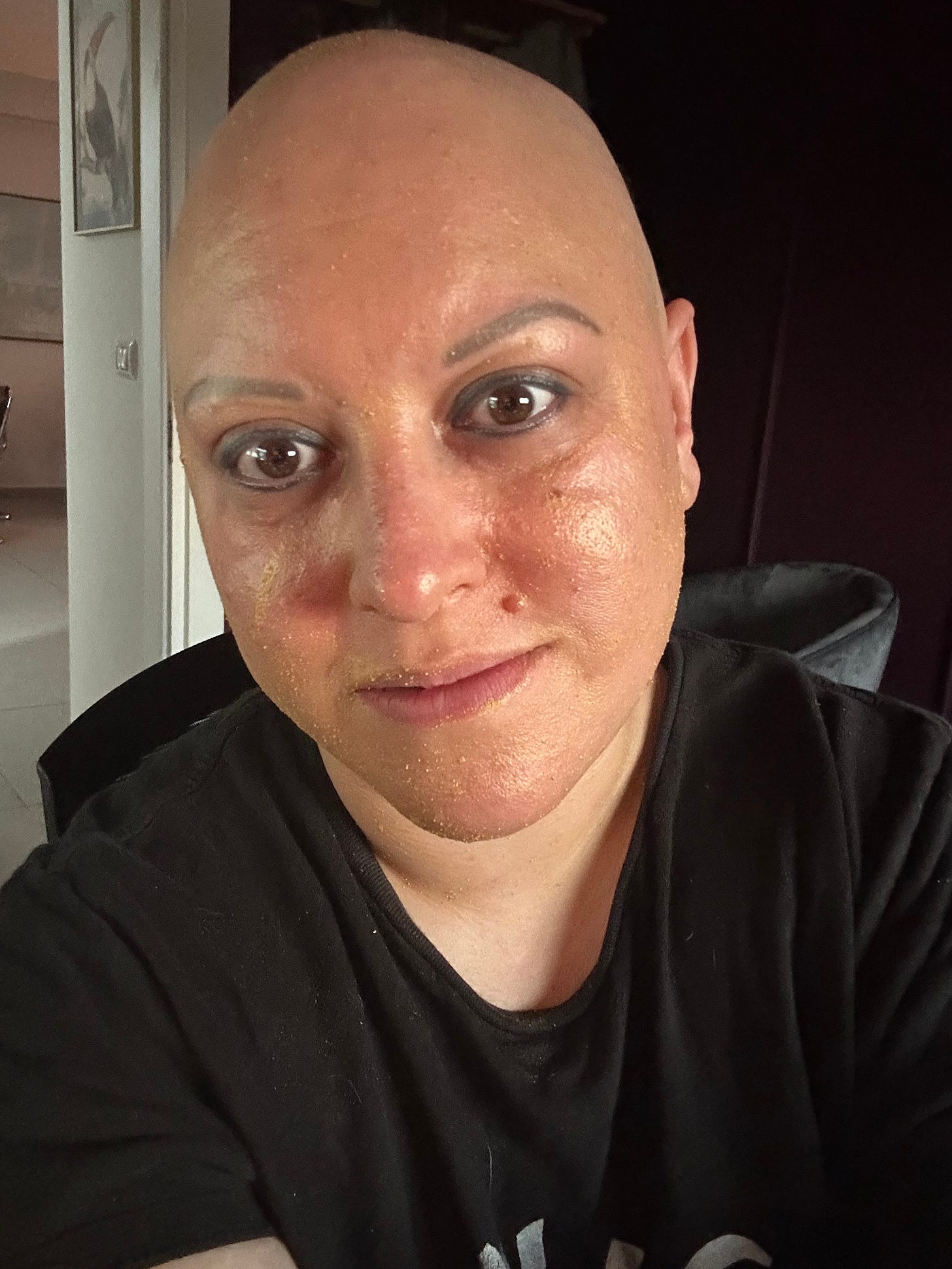 selfie with a gold mask 