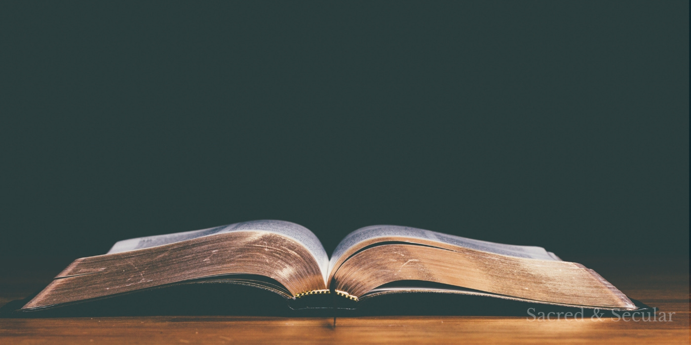 Open Bible on a Table. 