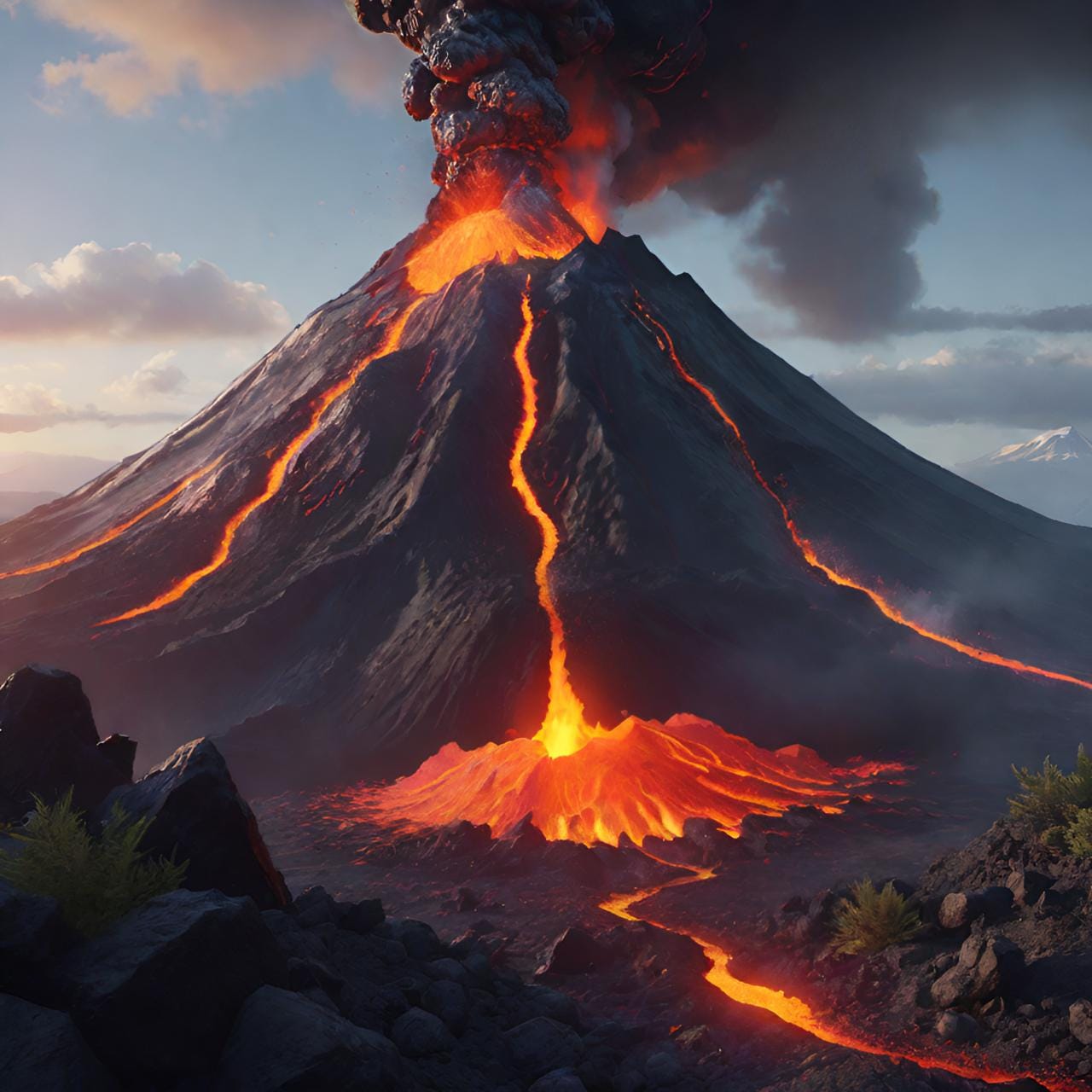 Erupting volcano