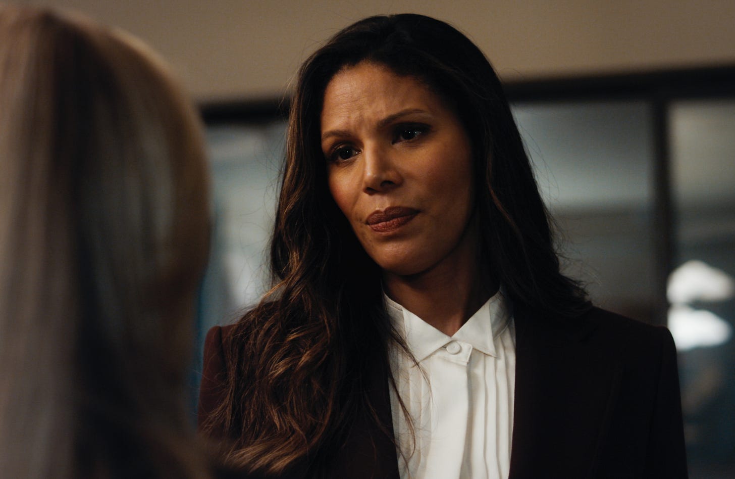 p# 202 -- Merle Dandridge as Amanda Vonn in THE RAINMAKER "Cards Up" Amanda speaking to Sarah in her office after hours