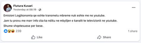 Postimet e Flutura Kusarit në Facebook