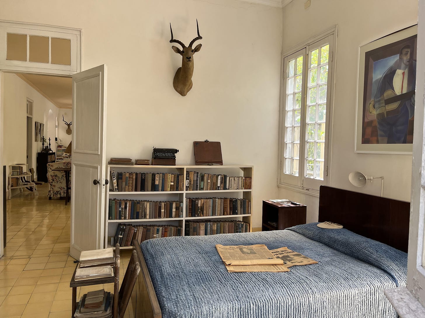 A picture of Hemingway's writing room and typewriter that he used to write The Old Man and The Sea A picture of Hemingway's writing room and typewriter that he used to write The Old Man and The Sea