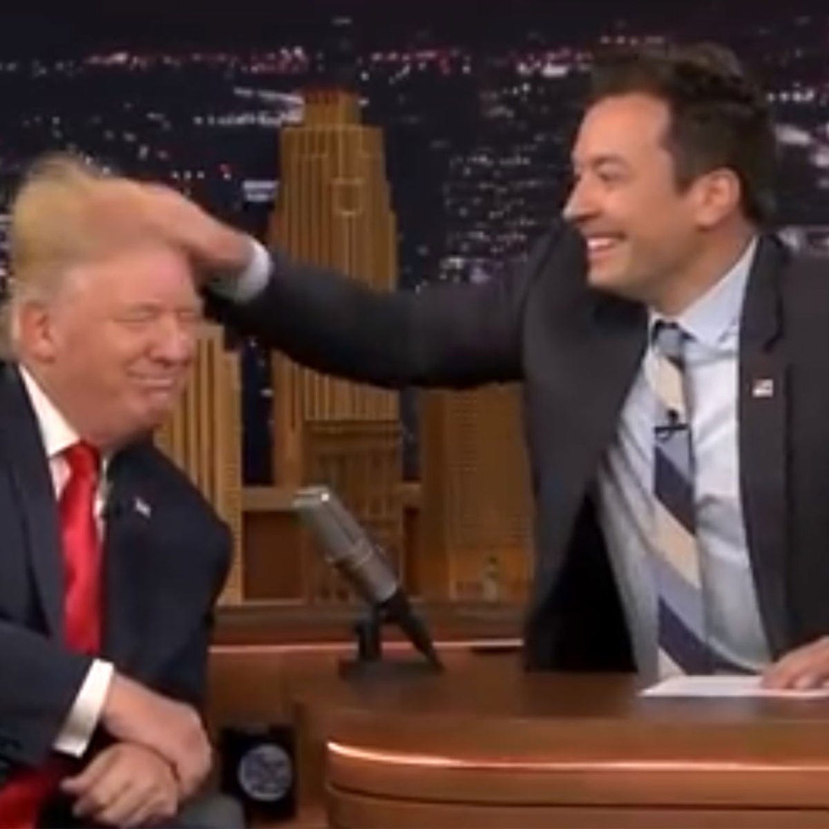 Trump tells Jimmy Fallon to 'be a man' after late night host expresses  regret over 'hair ruffling' appearance | The Independent | The Independent