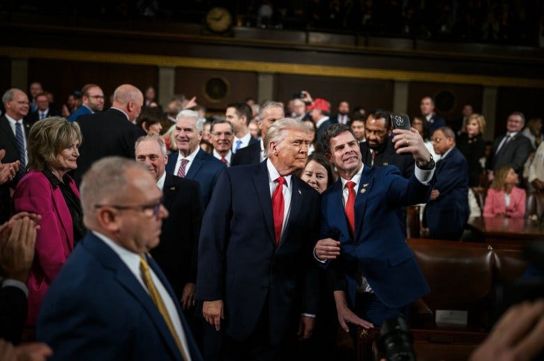 President Donald Trump arrives to the House floor to deliver his State of the Union address, Tuesday, February 24, 2026, at the U.S. Capitol in Washington, D.C. (Official White House Photo by Daniel Torok)