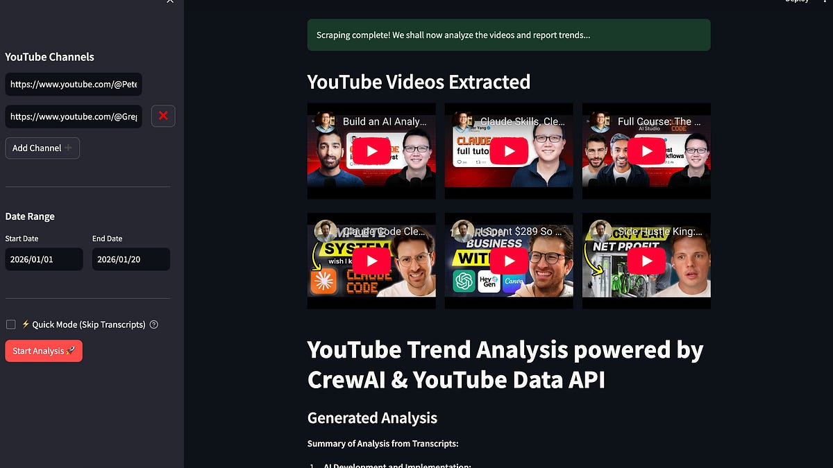Day 12 of building AI agents: Build a YouTube Trend Analysis Agent with ...