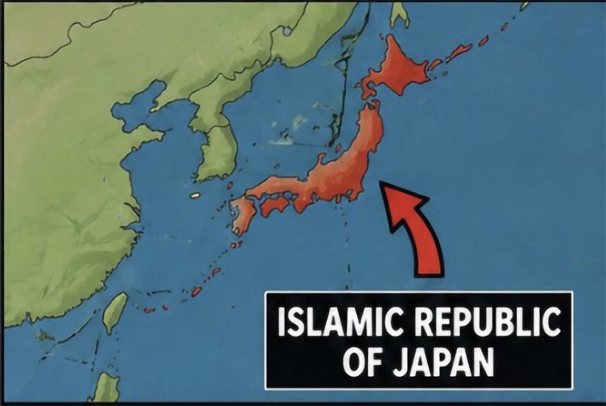 Map of Japan labeled 'Islamic Republic of Japan' Map of Japan labeled 'Islamic Republic of Japan'