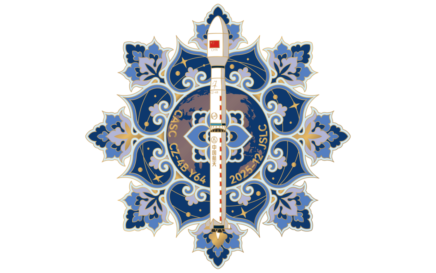 The patch for the Long March 4B Y64 launch mission on December 9th 2025. The patch for the Long March 4B Y64 launch mission on December 9th 2025.