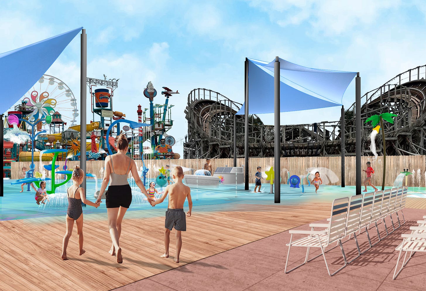 Hersheypark 2026 Bayside Pier additions rendering Hersheypark 2026 Bayside Pier additions rendering