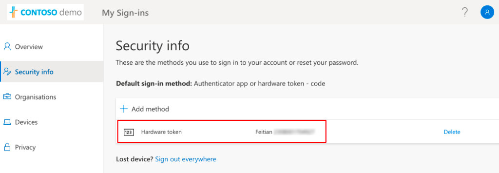 Microsoft 365 - My Account - Security section Microsoft 365 - My Account - Security section