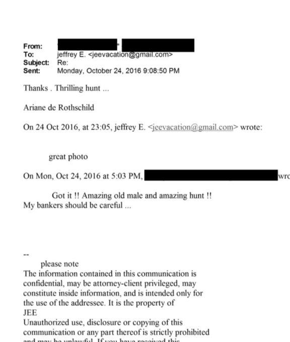 Ariane de Rothschild to Epstein: “Thrilling hunt.” When the chairwoman of a $160B empire writes this to a trafficker, you’re no longer looking at a scandal — you’re looking at a system. Ariane de Rothschild to Epstein: “Thrilling hunt.” When the chairwoman of a $160B empire writes this to a trafficker, you’re no longer looking at a scandal — you’re looking at a system.