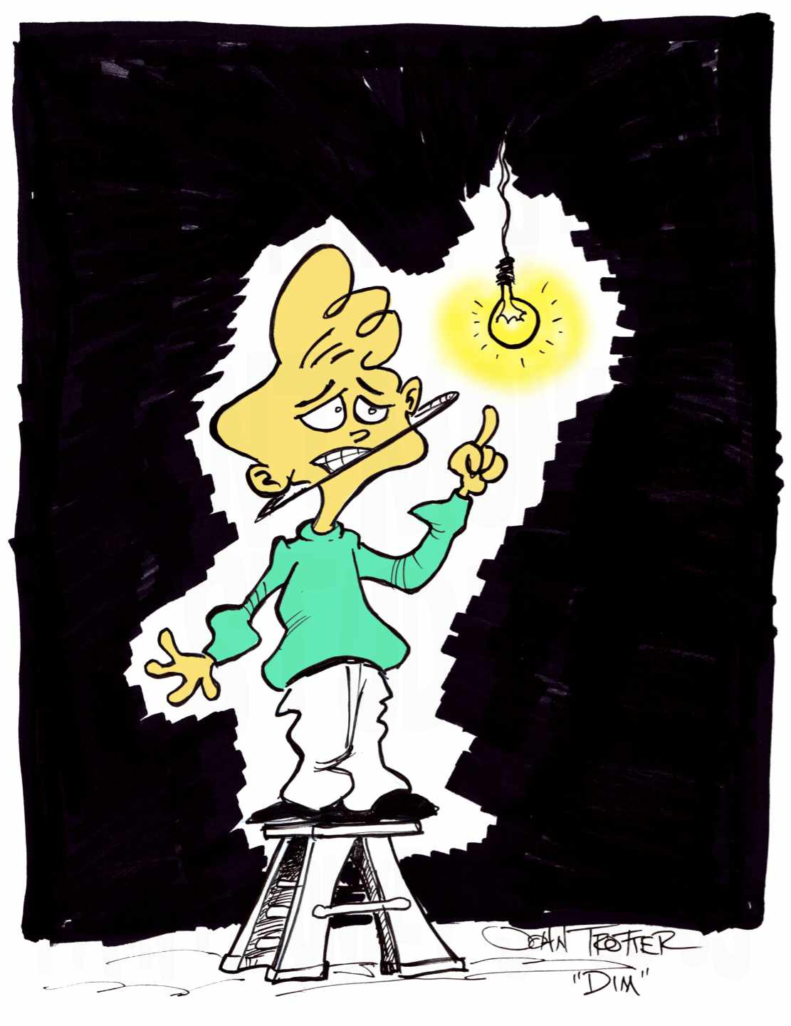 Ink drawing with digital color of the character Jimmy from Ed, Edd, and Eddy.