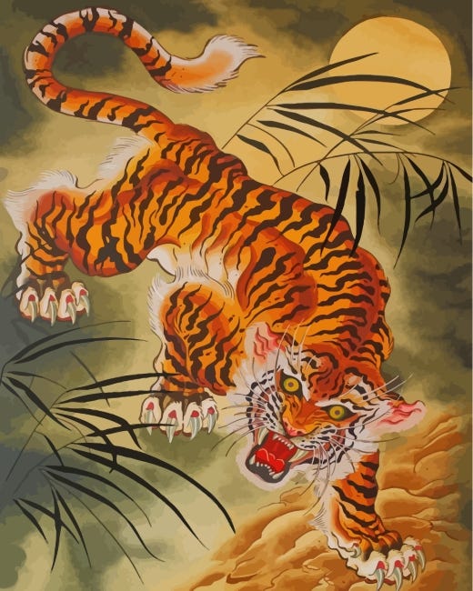 Japanese Tiger Paint By Numbers - Painting By Numbers Japanese Tiger Paint By Numbers - Painting By Numbers