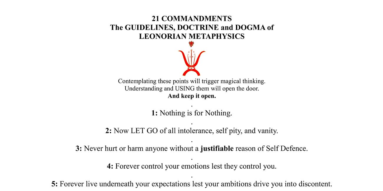 21 COMMANDMENTS - A CONCISE VERSION OF OUR GUIDELINES, DOCTRINE and DOGMA