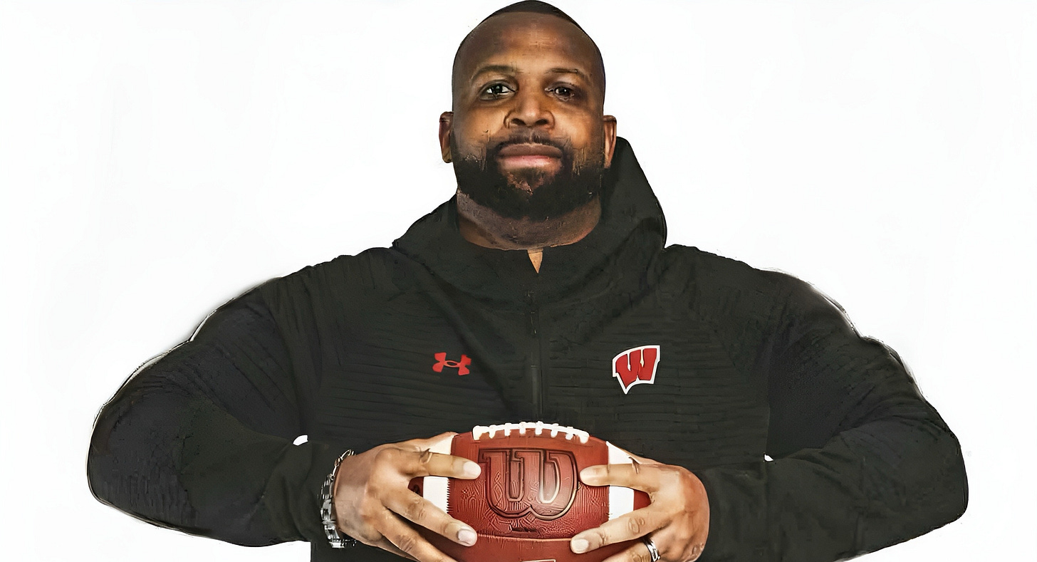 Wisconsin Badgers running backs coach Jayden Everett. Wisconsin Badgers running backs coach Jayden Everett.