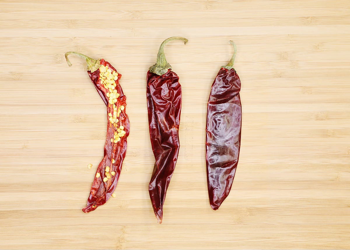 puya chiles on cutting board