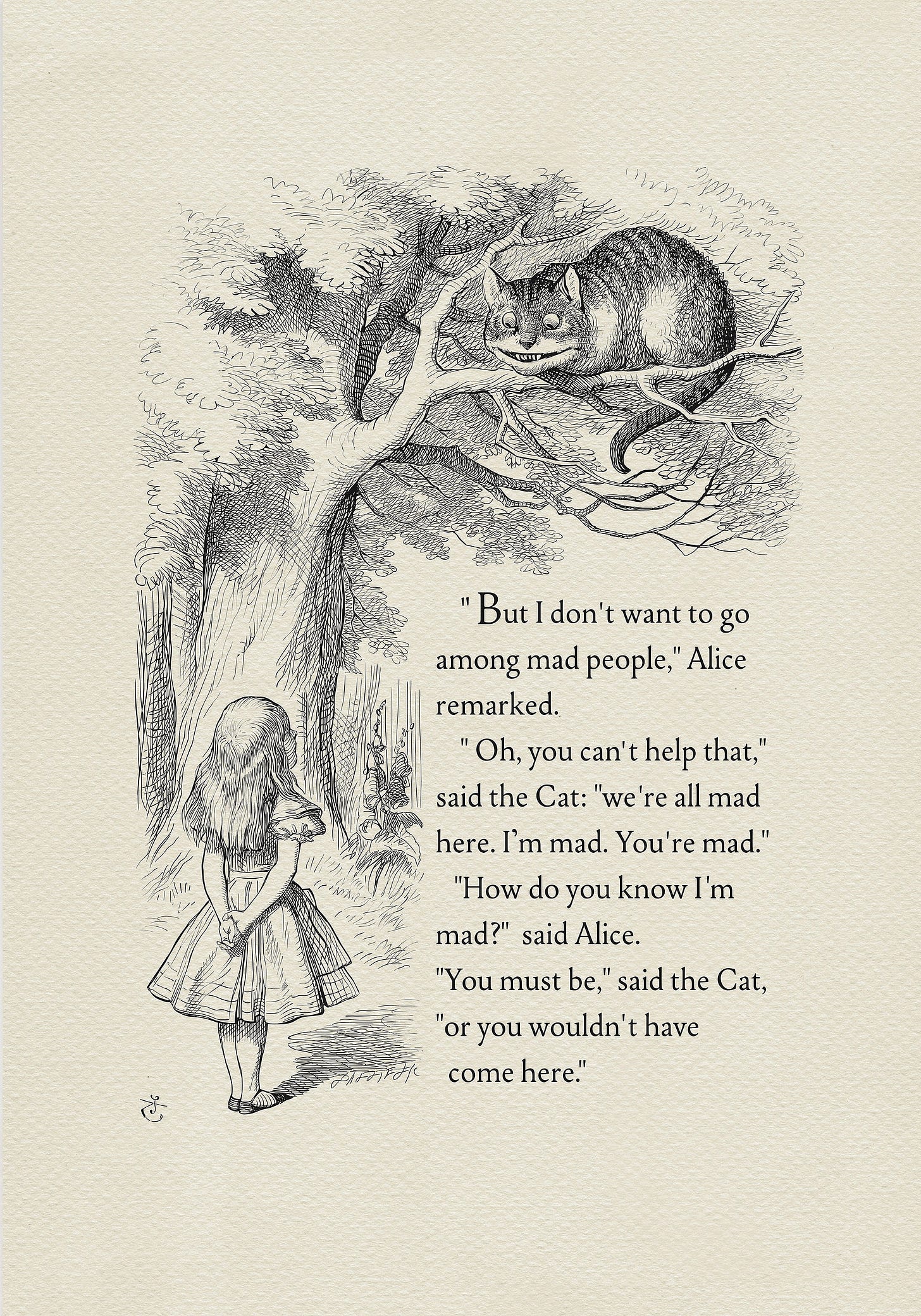 We're All Mad Here Cheshire Cat Quote Poster Alice in - Etsy