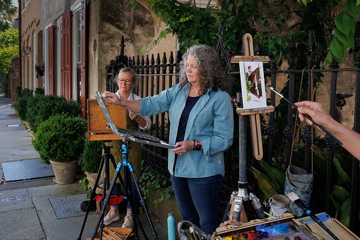 Three Fine-art Painters capturing images of alleyways and flora