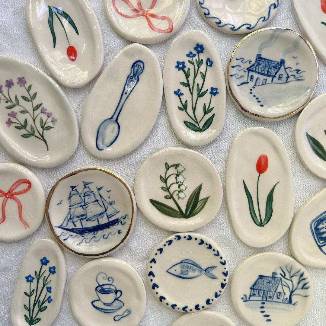 An Instagram  post added on Jan 24, 2024. The author is @thou_art_momo. May present: plate, brooklyn, dishware, white, blue.