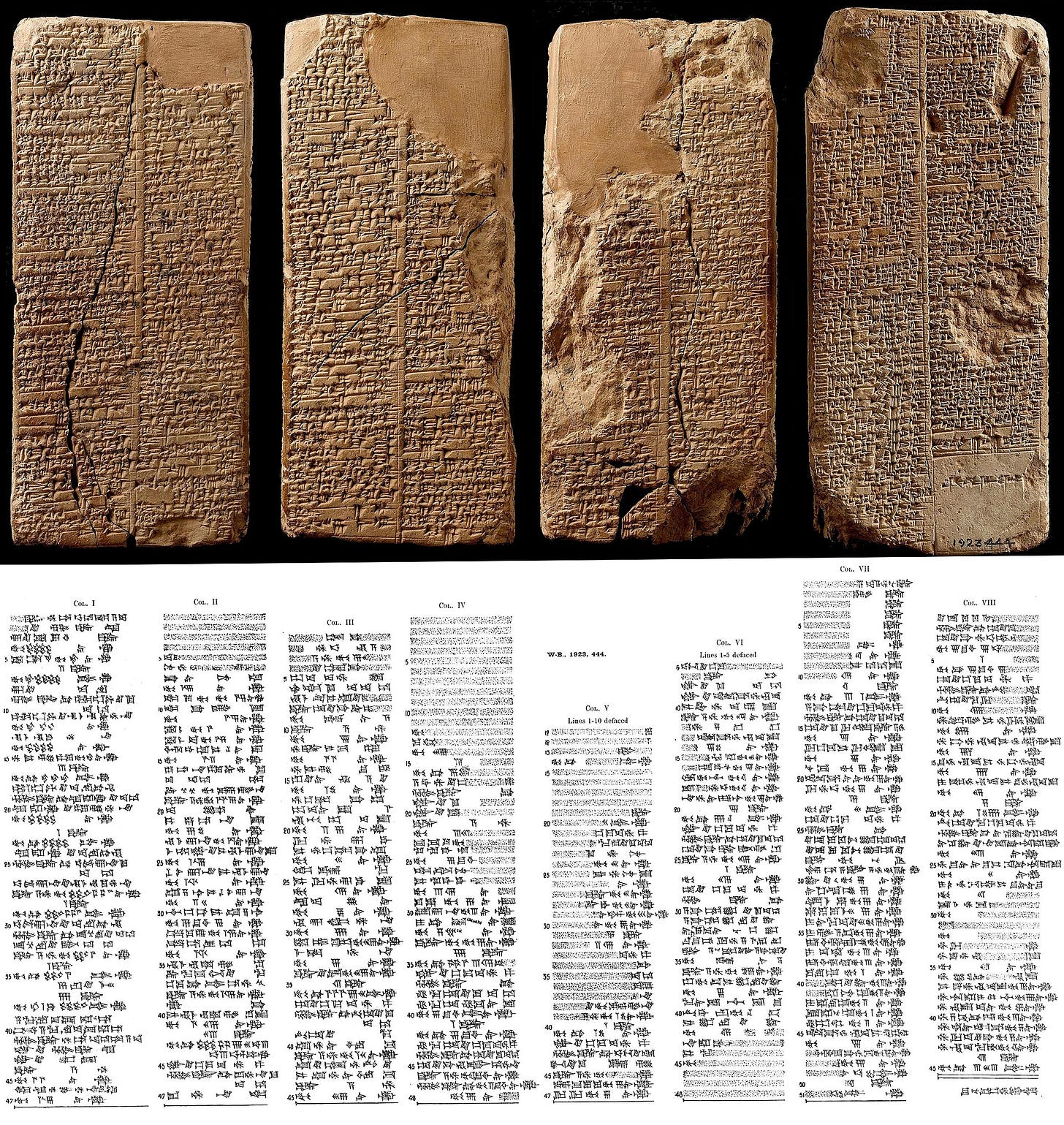 The Sumerian King List inscribed onto the Weld-Blundell Prism, with transcription. The Sumerian King List inscribed onto the Weld-Blundell Prism, with transcription.
