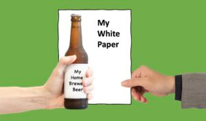 home brew beer and white paper together