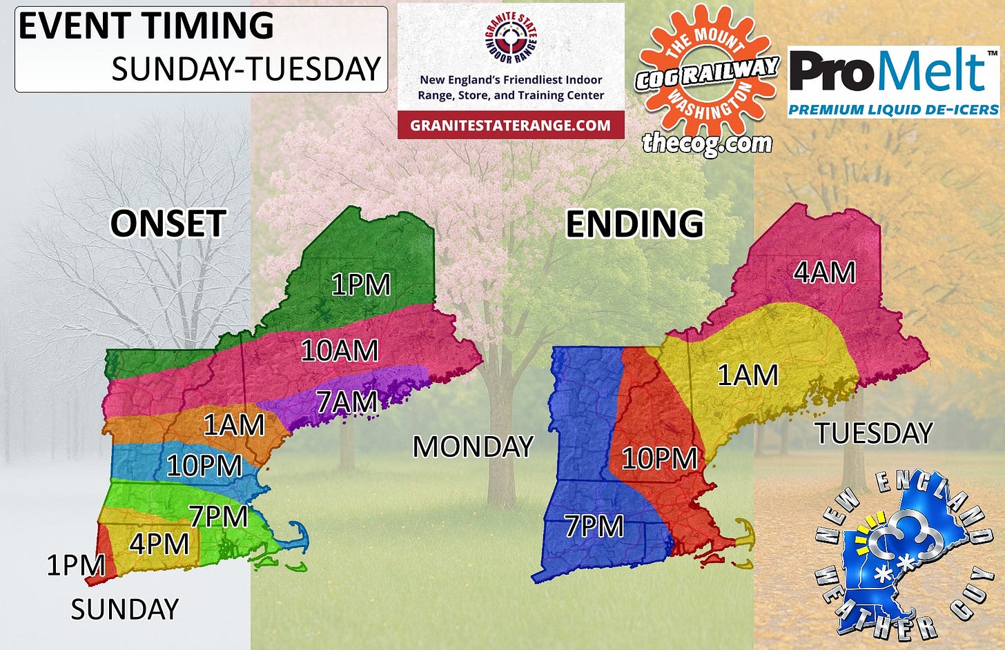May be an image of map and text that says 'EVENT TIMING SUNDAY-TUESDAY New England's Friendliest Indoor Range, Store, and Training Center GRANITESTATERANGE.COM HE MOUNT GOGRAILWAY ProMelt ИTE PREMIUM LIQUID DE-ICERS thecog.com g.com ONSET וטל ENDING 1PM 10AM 4AM 7AM 1AM 10PM 1AM MONDAY 7PM 4PM 1PM SUNDAY 10PM TUESDAY 7PM ENG お:り 1개당교' May be an image of map and text that says 'EVENT TIMING SUNDAY-TUESDAY New England's Friendliest Indoor Range, Store, and Training Center GRANITESTATERANGE.COM HE MOUNT GOGRAILWAY ProMelt ИTE PREMIUM LIQUID DE-ICERS thecog.com g.com ONSET וטל ENDING 1PM 10AM 4AM 7AM 1AM 10PM 1AM MONDAY 7PM 4PM 1PM SUNDAY 10PM TUESDAY 7PM ENG お:り 1개당교'