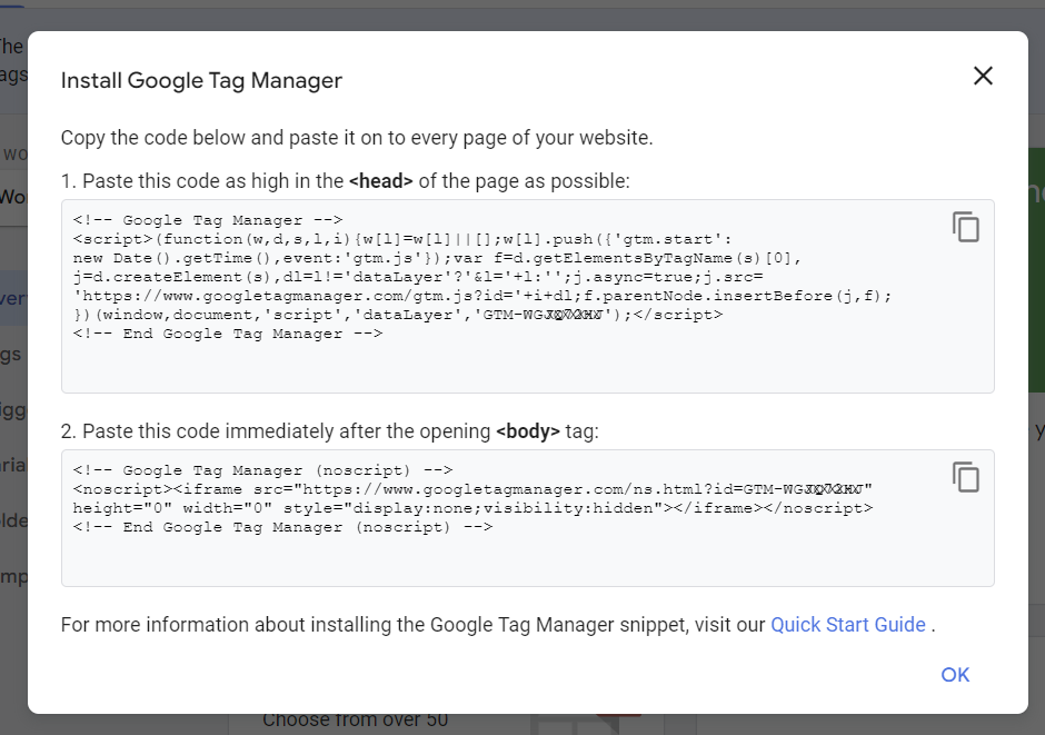 Install Google Tag Mananger 