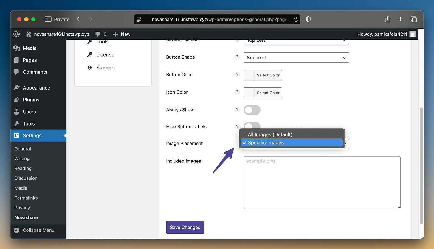 Novashare new Image Placement options