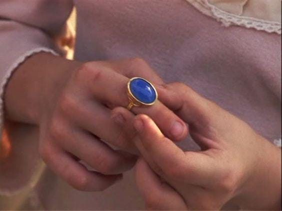 My Girl” [1991]: Vada talks about how her mood ring doesn't work because  it's always black, but when she looks at it after Thomas's death it is  blue. This continuity error is