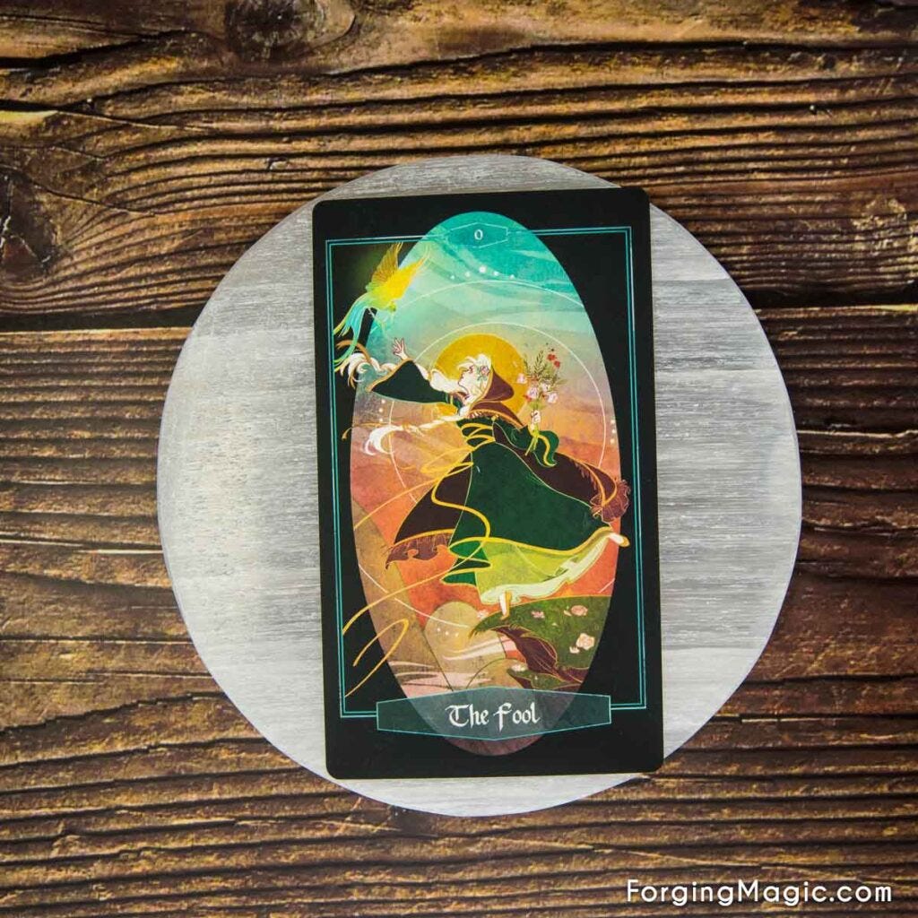 The Fool Card from the Children of Litha Tarot Deck