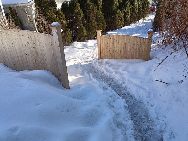 Snow covered pedestrian path