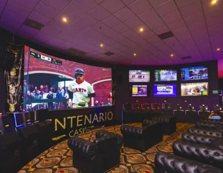 The “sports book” area inside the Nuevo Laredo’s Centenario Casino