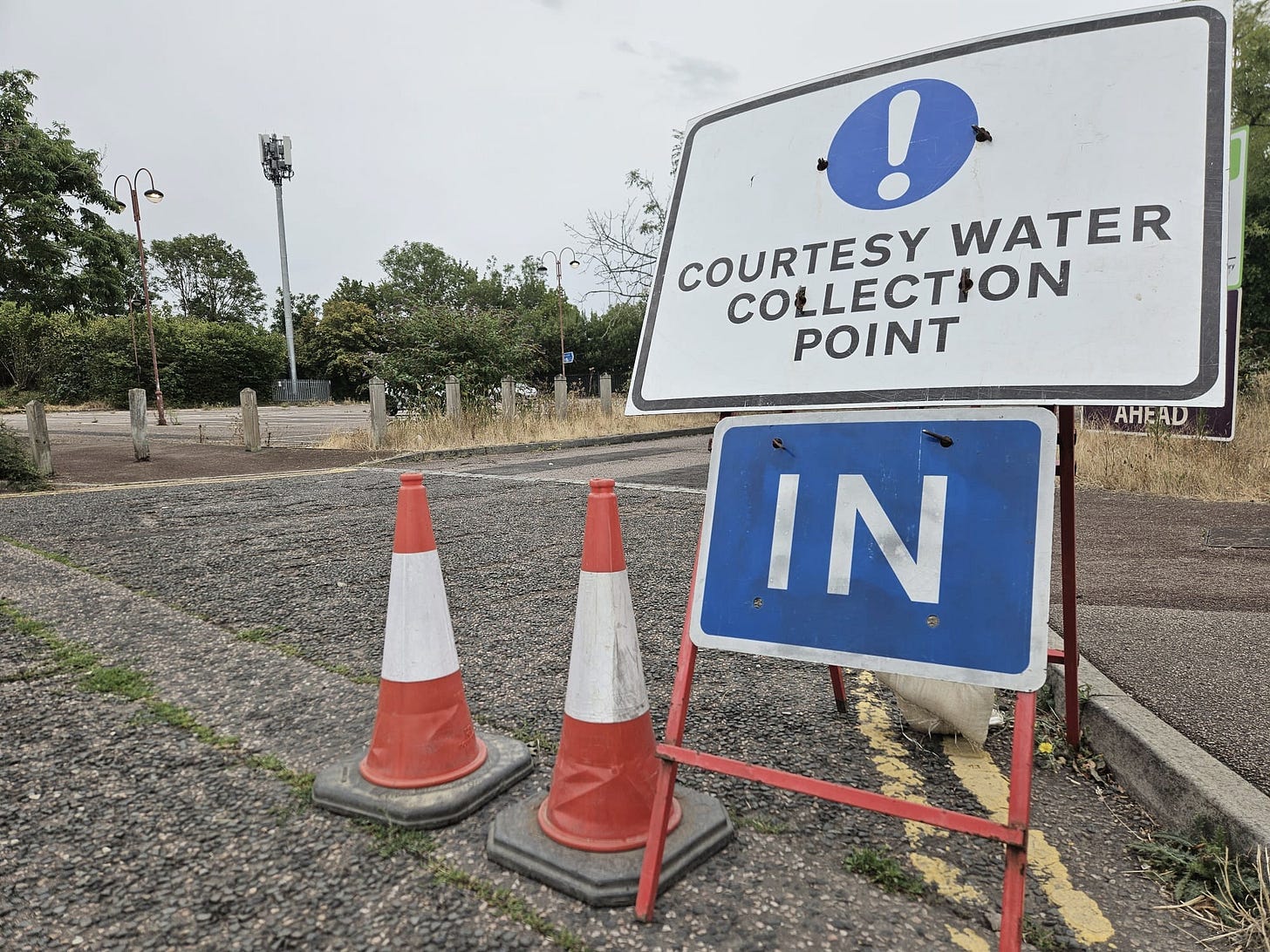 A courtesy water collection point in a carpark in Canterbury, Kent. A courtesy water collection point in a carpark in Canterbury, Kent.