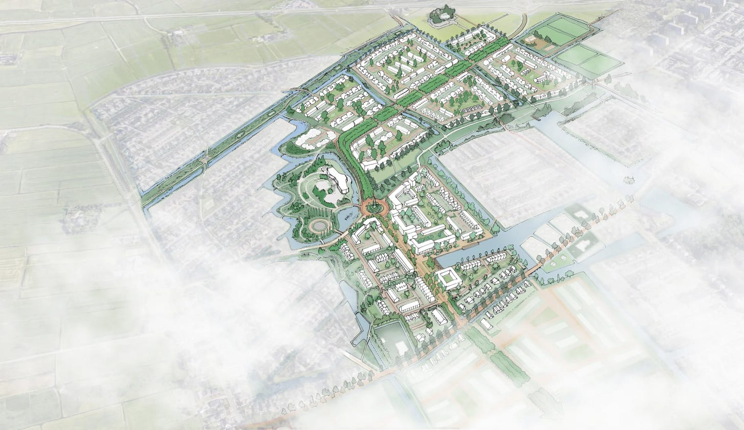 This image shows the plan for De Held III, a modern family neighbourhood, will feature green spaces and a diverse range of affordable homes – construction of the first of 1,850 homes is slated for 2027.