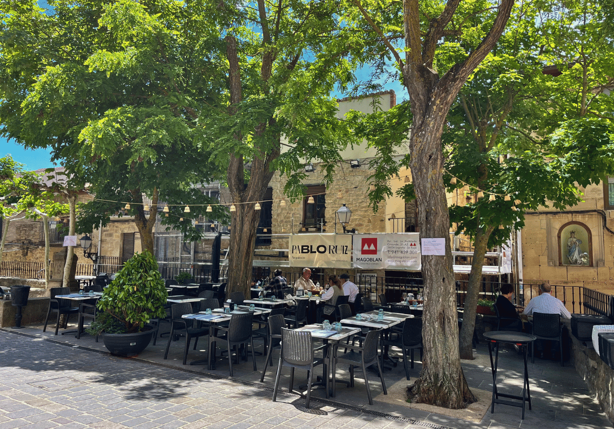 Outdoor cafe in La Guardia, Spain Outdoor cafe in La Guardia, Spain