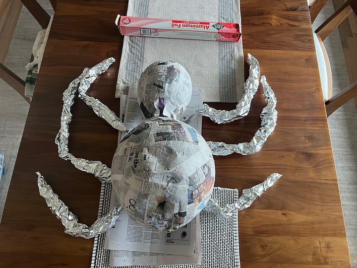 Paper machè halloween spider decorations