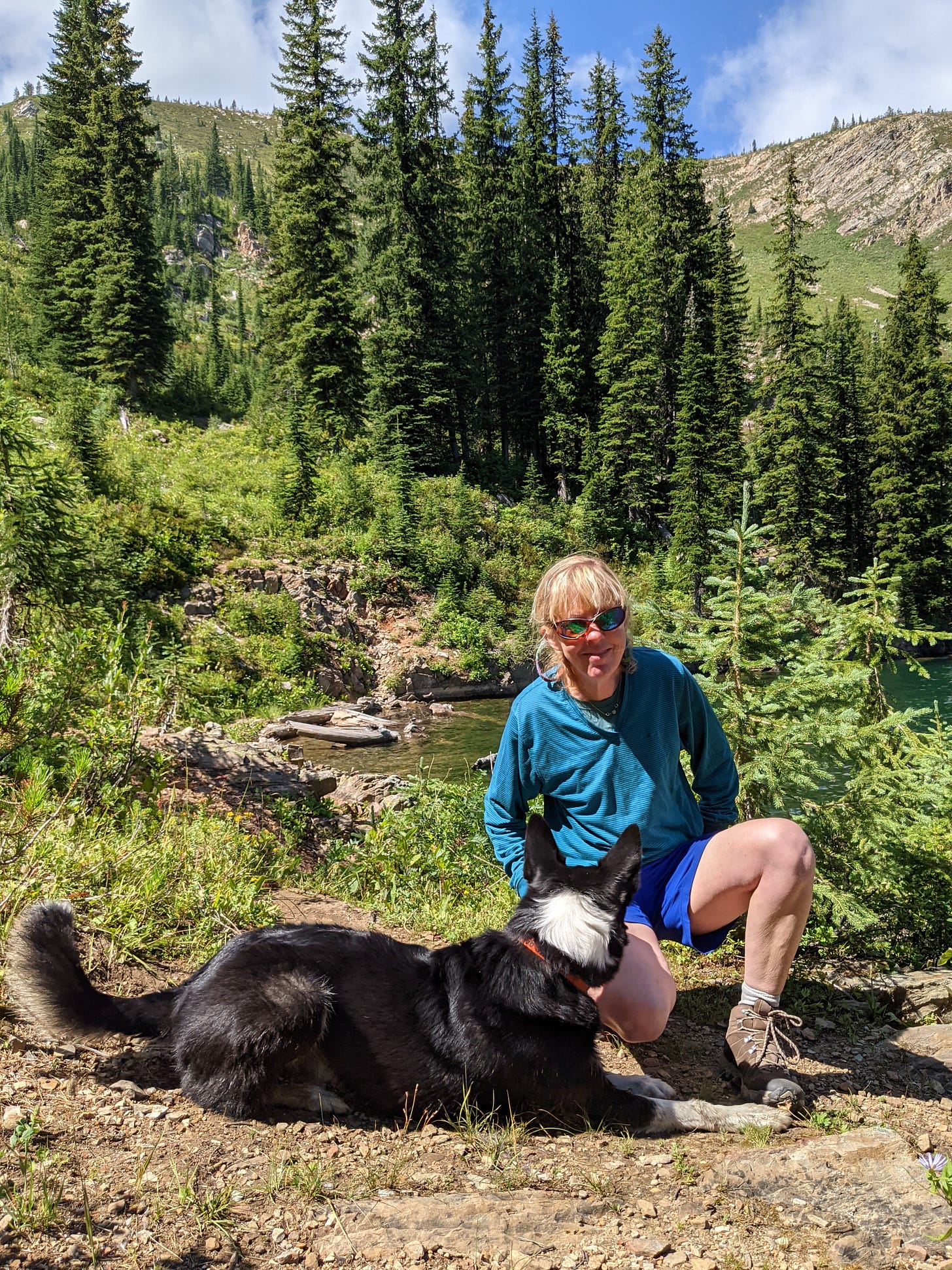Author and dog at a lake