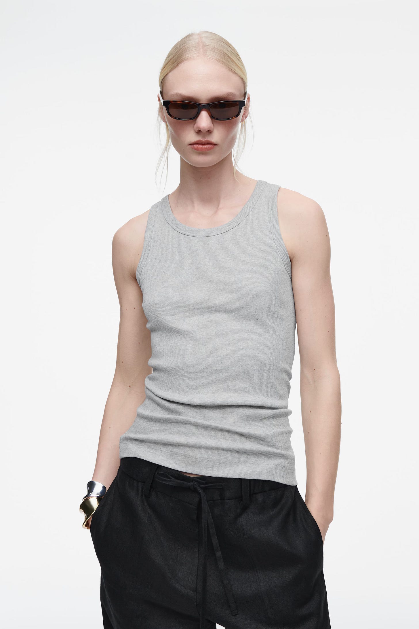 Cos ribbed tank top in 'grey melange'