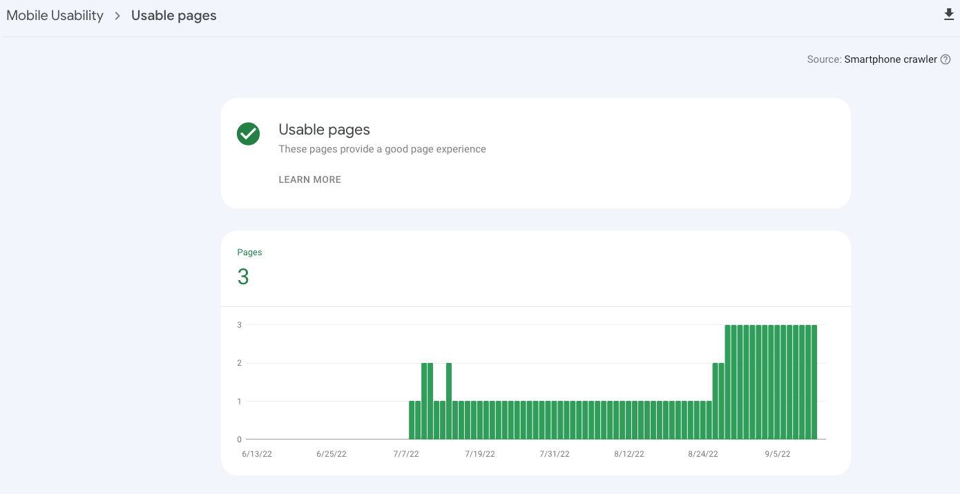  This is an example that shows how my pages are usable on Mobile devices. Through the SEO Console