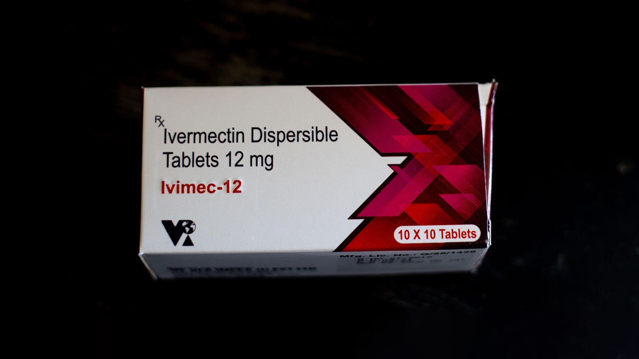 A photo of a box of ivermectin tablets.