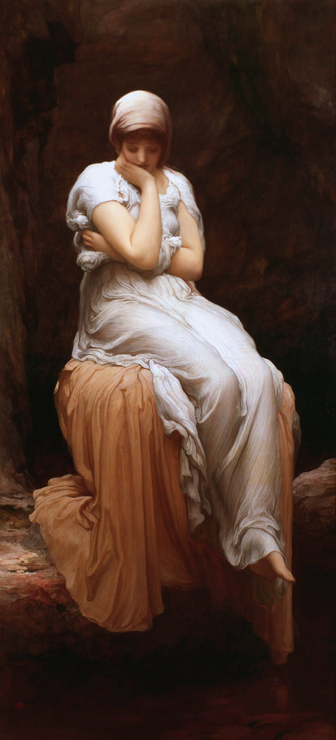 Leighton painting of a seated woman alone titled Solitude Leighton painting of a seated woman alone titled Solitude