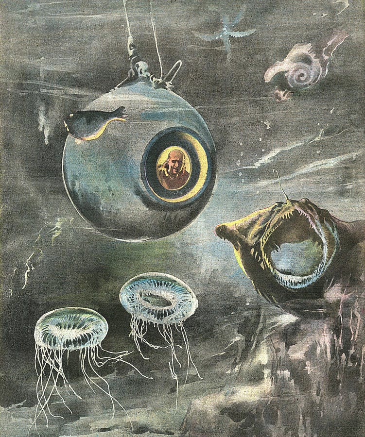 Professor Beebe In His Bathysphere Drawing by Mary Evans Picture Library |  Fine Art America