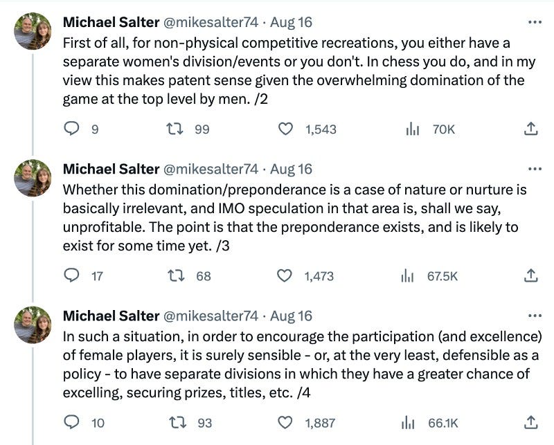 Whether this domination/preponderance is a case of nature or nurture is basically irrelevant, and IMO speculation in that area is, shall we say, unprofitable. The point is that the preponderance exists, and is likely to exist for some time yet. /3