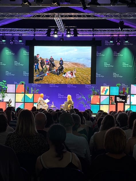 Images of authors and audience from Hay Festival