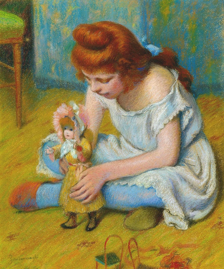 Girl Playing with a Doll Painting by Federico Zandomeneghi - Fine Art  America
