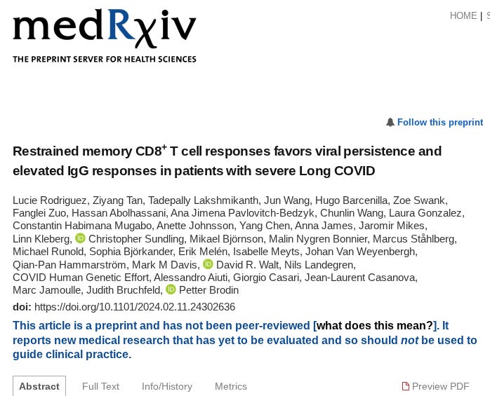 Screenshots of author information and abstract from this paper: https://www.medrxiv.org/content/10.1101/2024.02.11.24302636v1