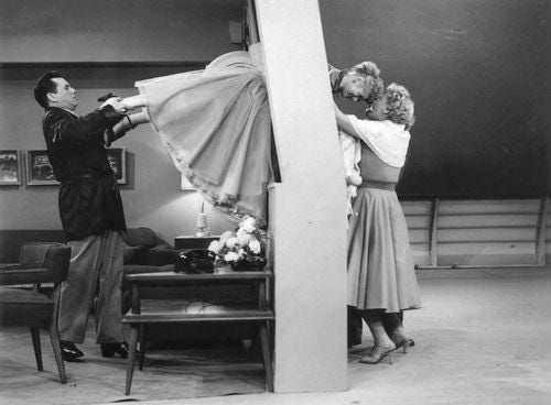 Lucille Ball Stuck In A Porthole Window During An Episode of I Love Lucy. Lucille Ball Stuck In A Porthole Window During An Episode of I Love Lucy.