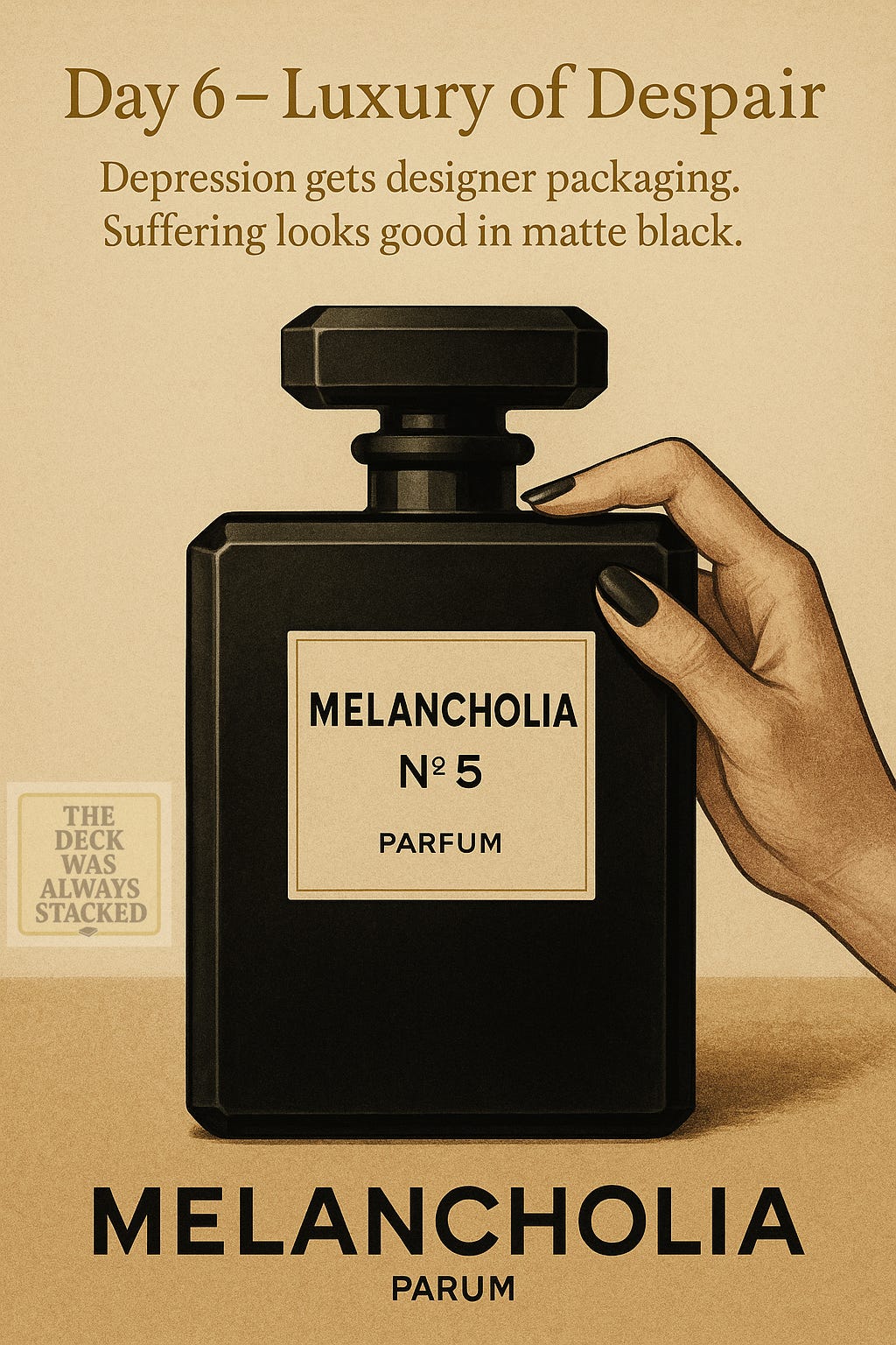 perfume counter labeled Melancholia No. 5.