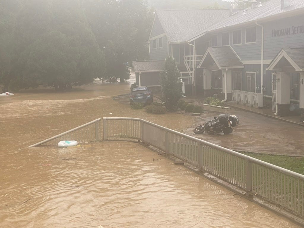 motorcycle in floodwater